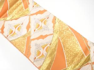 アンティーク　熨斗に向かい鶴模様織出し袋帯（材料）